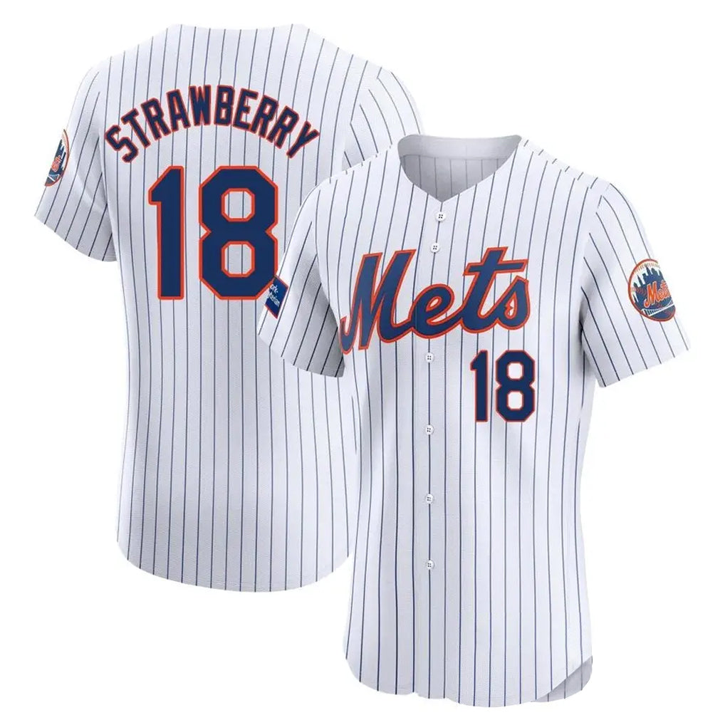 harde NY.Mets #18 Darryl Strawberry Player White Home Limited Elite Stitched Jerseys