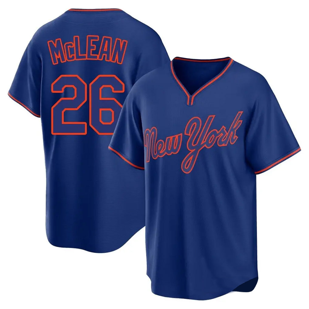 harde NY.Mets #26 Nolan McLean Player Royal T-shirt Home Game Stitched Jerseys