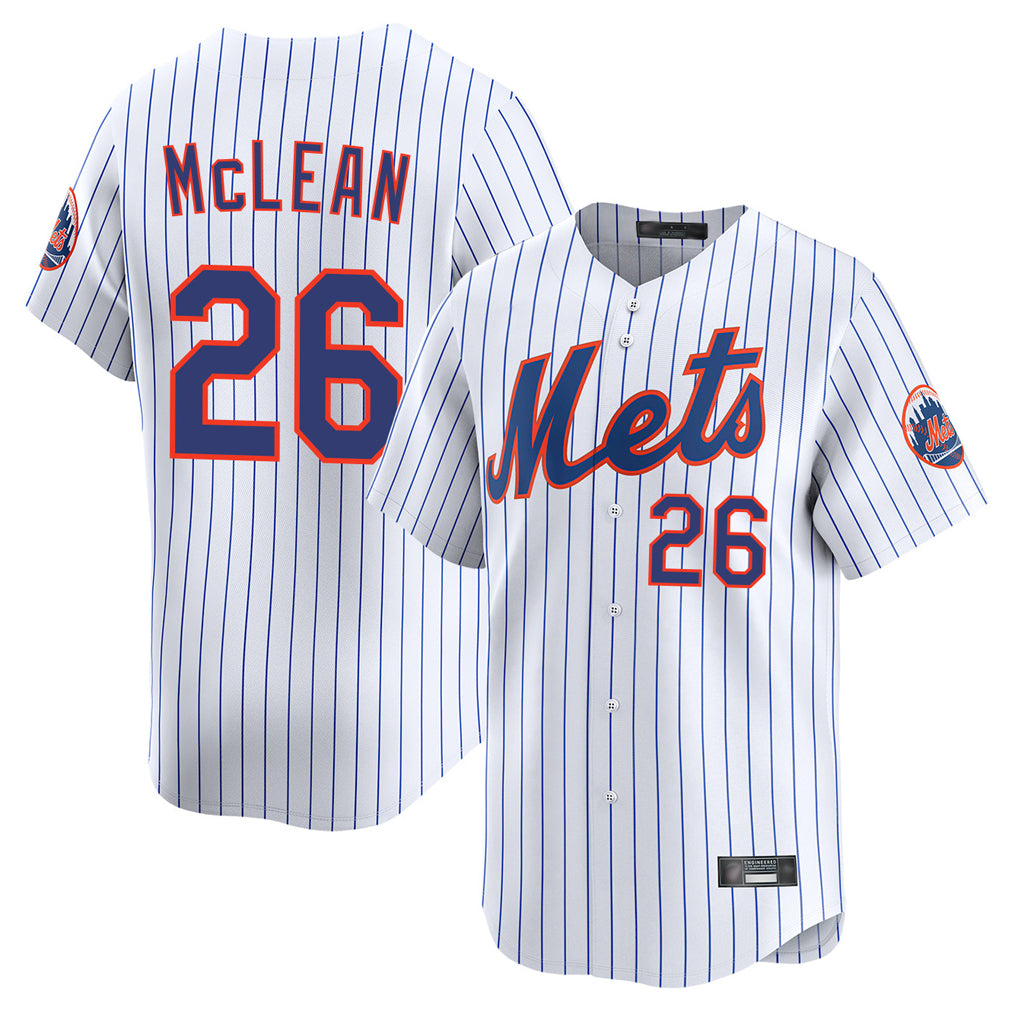 harde NY.Mets #26 Nolan McLean Player White Home Replica Stitched Jerseys