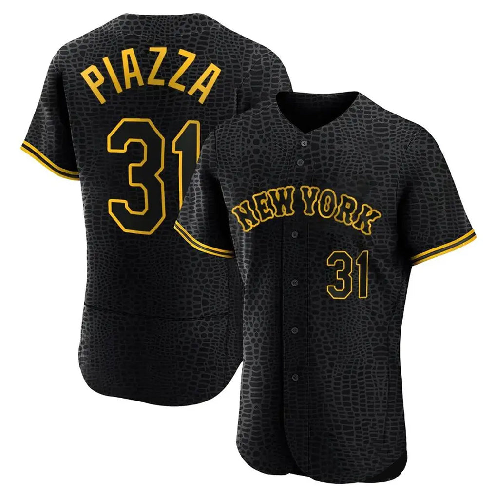 harde NY.Mets #31 Mike Piazza Player Black Snake Skin City Home Limited Elite Stitched Jerseys
