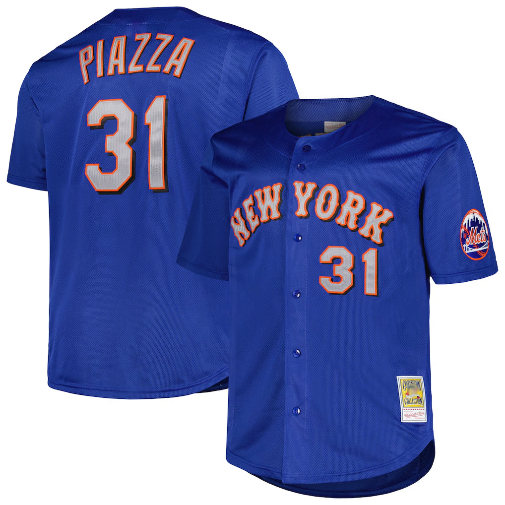 harde NY.Mets #31 Mike Piazza Player Royal Mitchell & Ness Cooperstown Collection Home Limited Stitched Jerseys