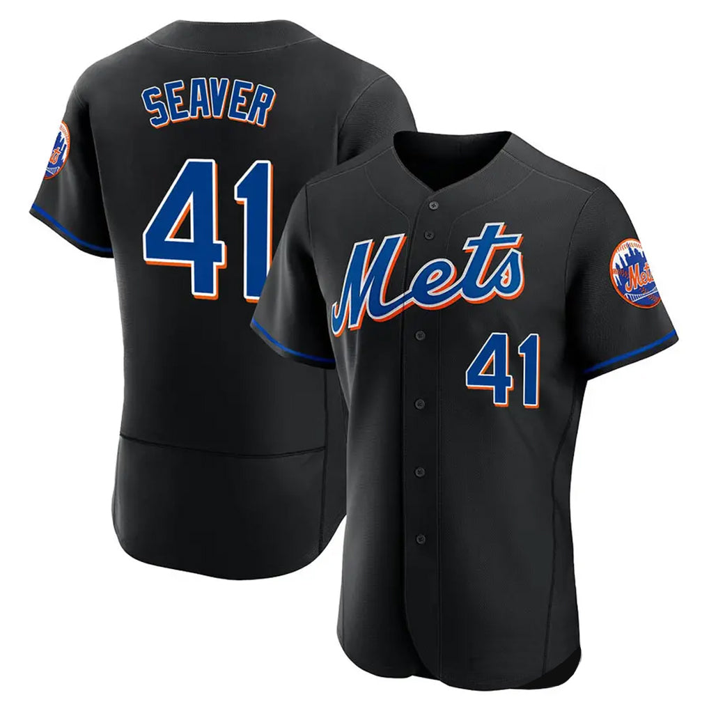 harde NY.Mets #41 Tom Seaver Player Black Replica Home Limited Elite Stitched Jerseys