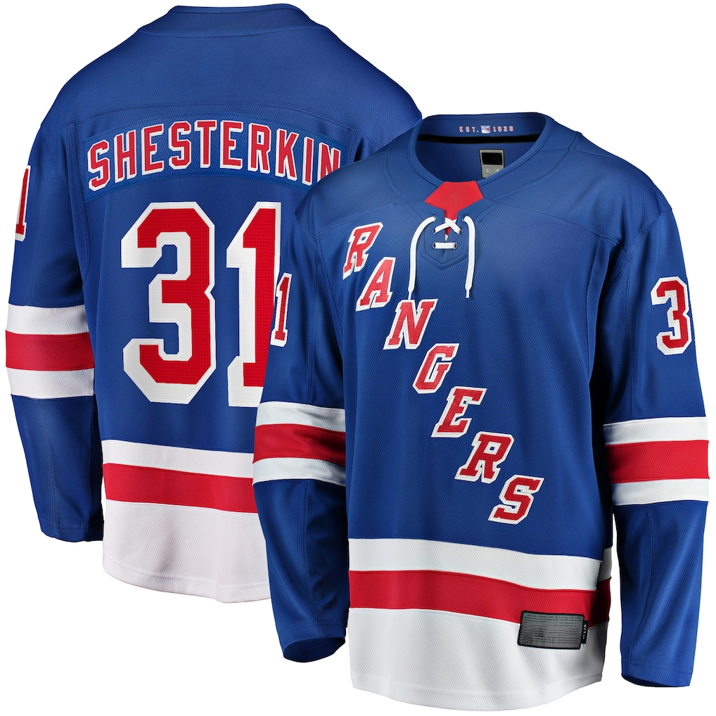 harde NY.Rangers #31 Igor Shesterkin Blue Home Breakaway Player Jerseys
