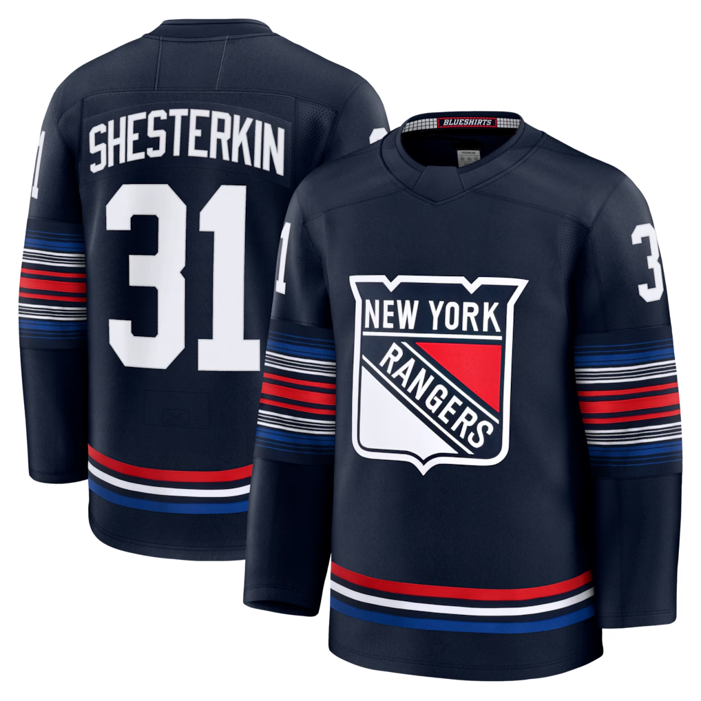 harde NY.Rangers #31 Igor Shesterkin Navy Alternate Premier Player Jerseys