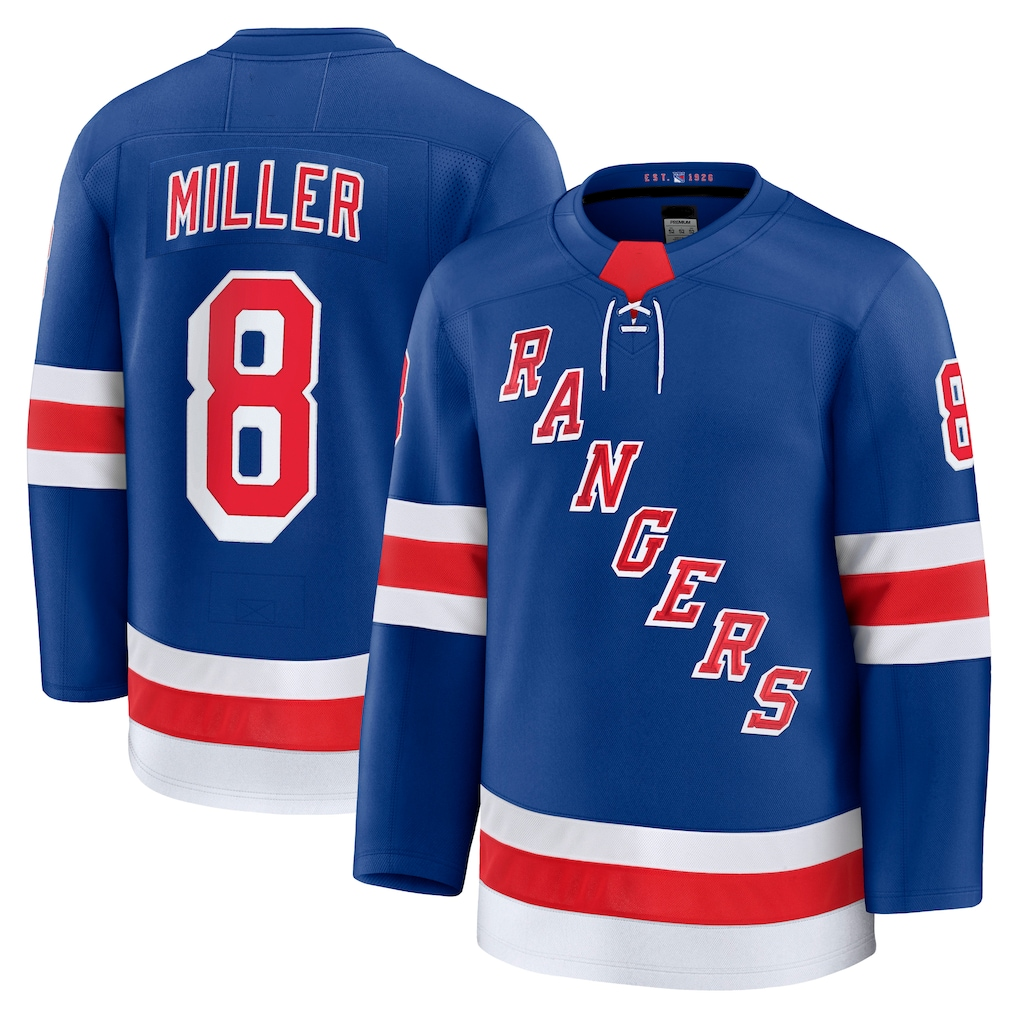 harde NY.Rangers #8 J.T. Miller Blue Home Premium Jerseys