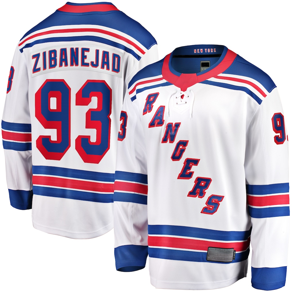 harde NY.Rangers #93 Mika Zibanejad White Away Premier Breakaway Player Jerseys