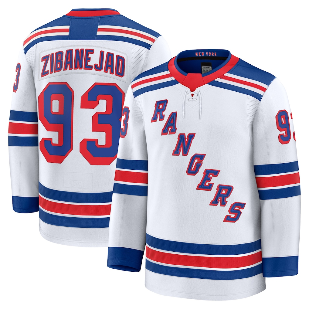 harde NY.Rangers #93 Mika Zibanejad White Away Premium Jerseys