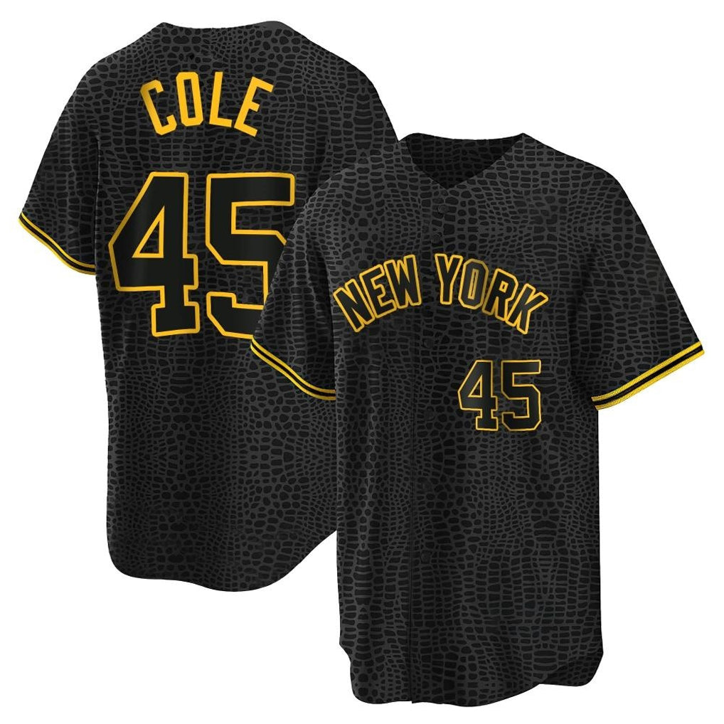 harde NY.Yankees #45 Gerrit Cole Player Black Snake Skin City Game Home Stitched Jerseys