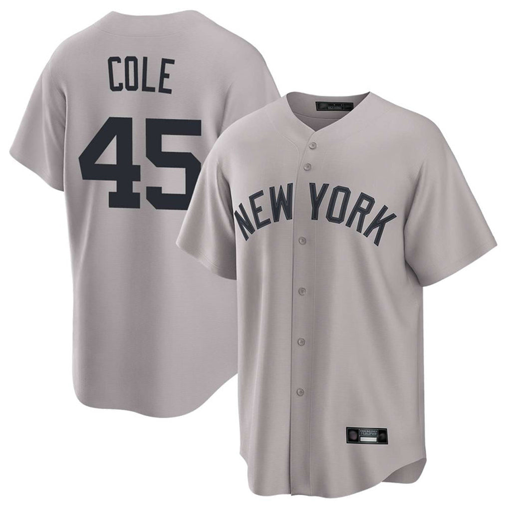 harde NY.Yankees #45 Gerrit Cole Player Gray Game Home Stitched Jerseys
