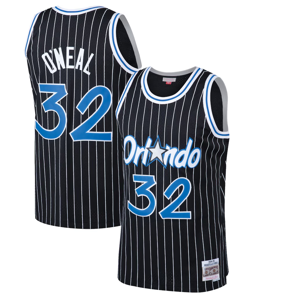 harde O.Magic #32 Shaquille O'Neal Mitchell & Ness Black Hardwood Classics Swingman Jerseys
