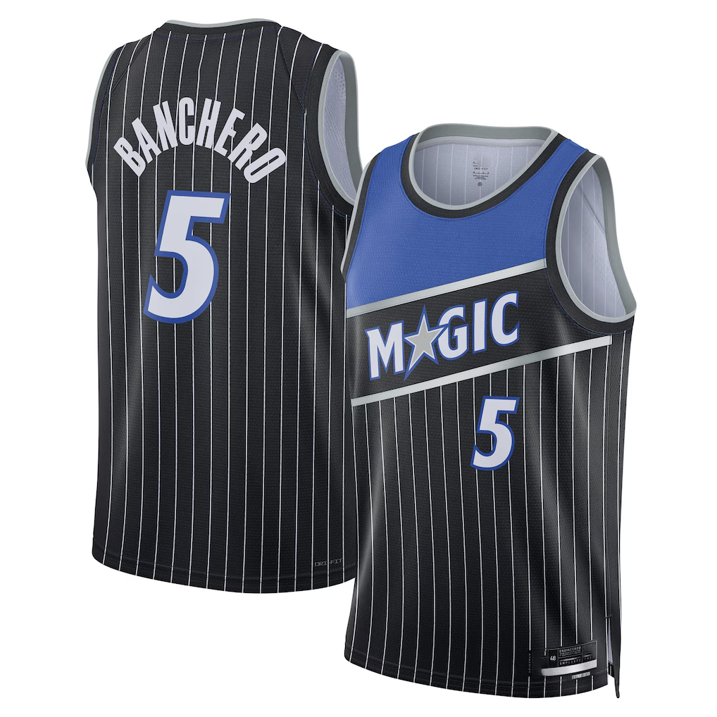 harde O.Magic #5 Paolo Banchero Black Swingman Jerseys - Statement Edition