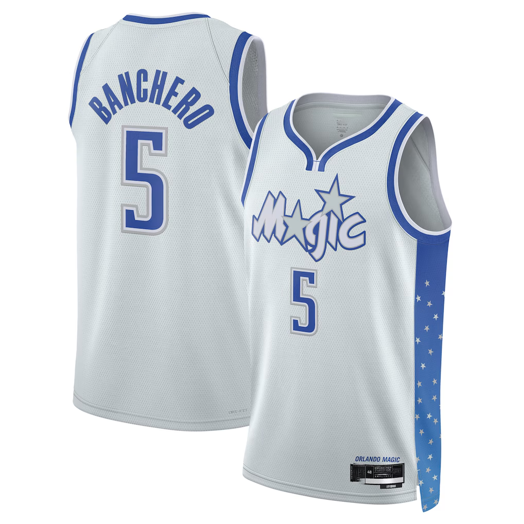 harde O.Magic #5 Paolo Banchero Silver 2025-26 Swingman Jerseys - City Edition