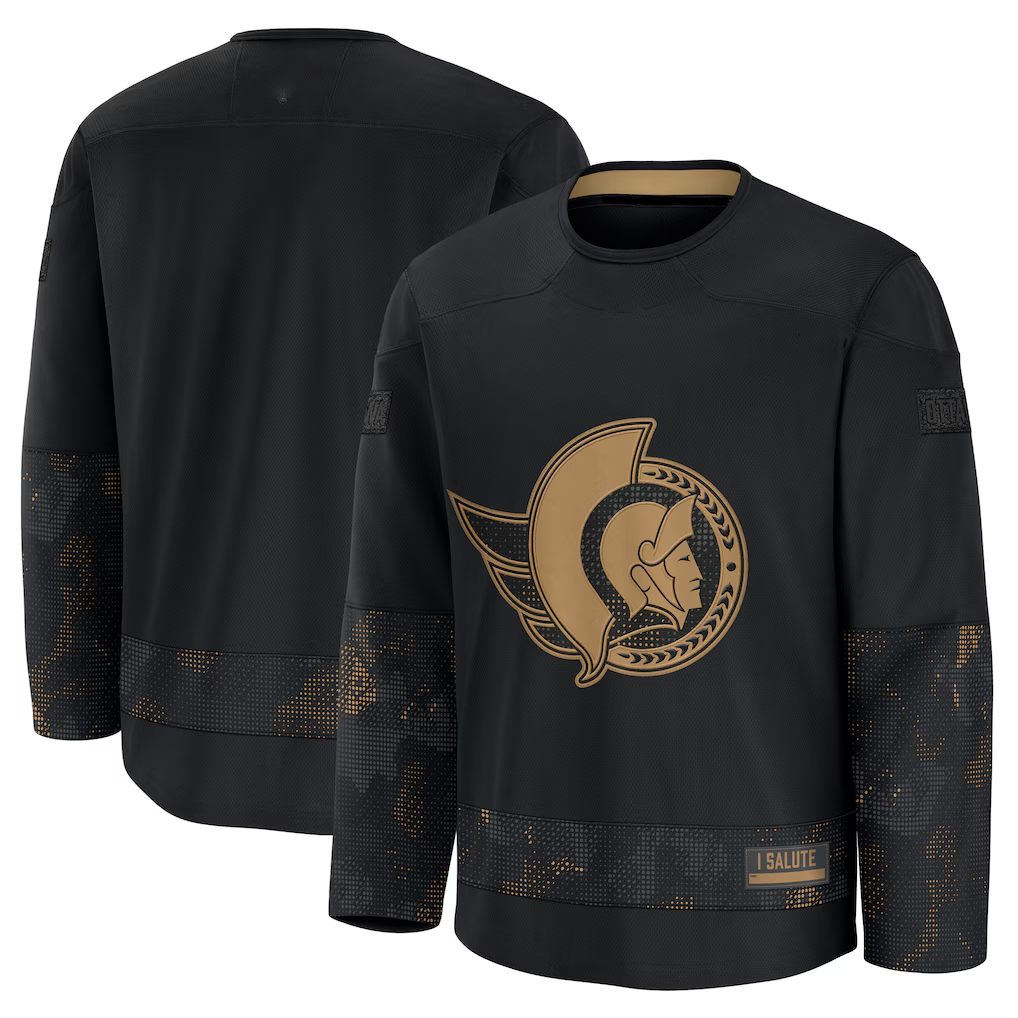 harde O.Senators Black 2024 Military Appreciation Practice Jerseys
