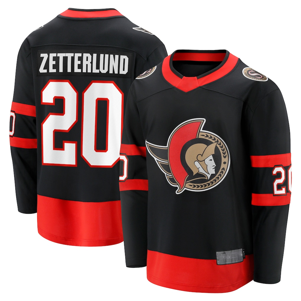 harde O.Senators #20 Fabian Zetterlund Black Home Breakaway Jerseys