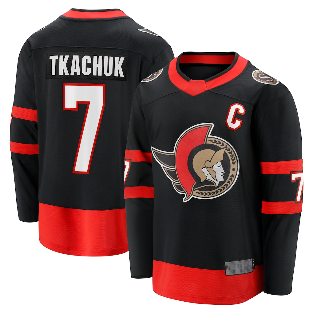 harde O.Senators #7 Brady Tkachuk Black Home Breakaway Jerseys