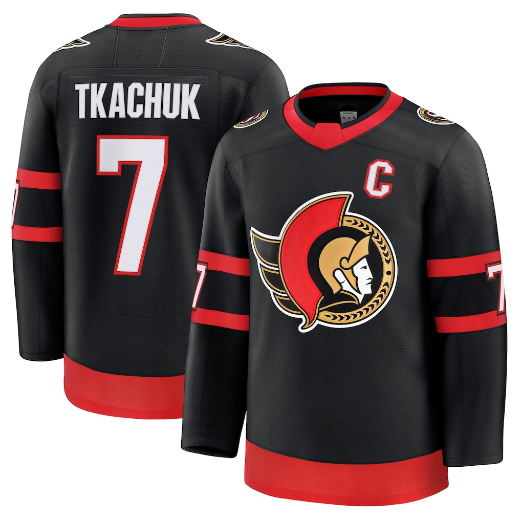 harde O.Senators #7 Brady Tkachuk Black Home Premium Jerseys