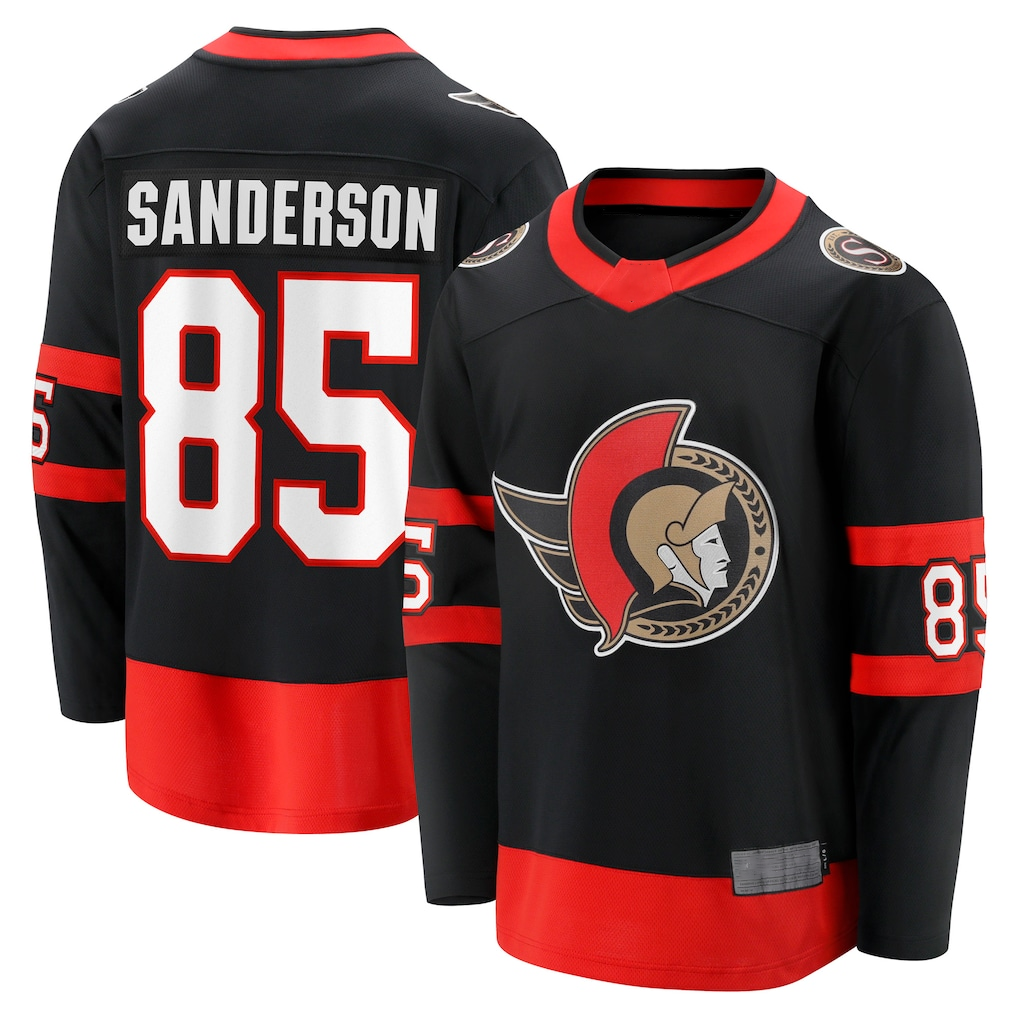 harde O.Senators #85 Jake Sanderson Black Home Breakaway Jerseys