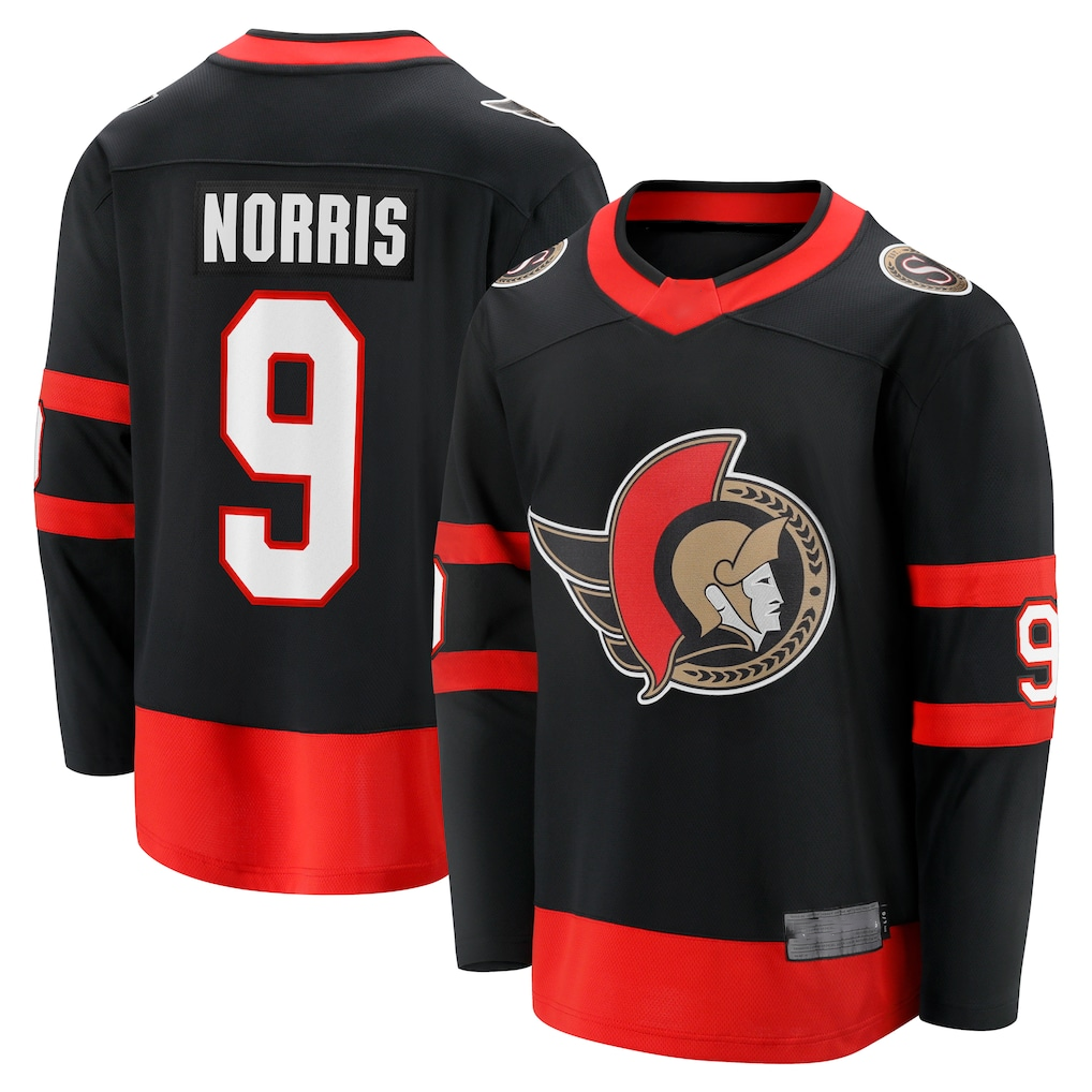 harde O.Senators #9 Josh Norris Black Home Breakaway Jerseys