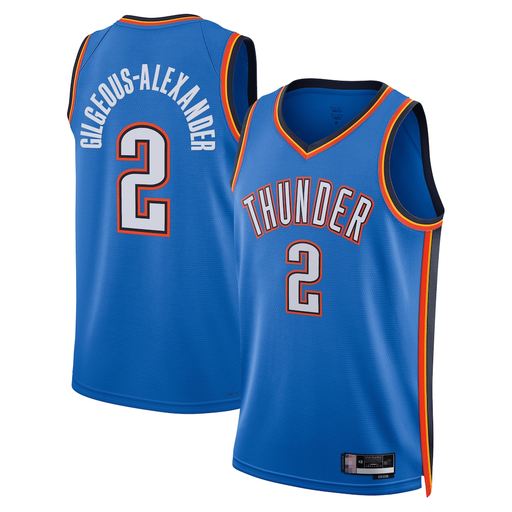 harde OC.Thunder #2 Shai Gilgeous-Alexander Blue Badge Swingman Replica Stitched Jerseys- Icon Edition