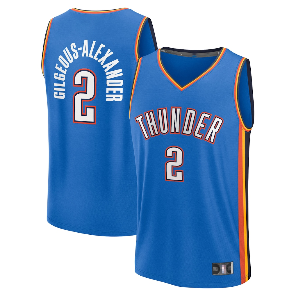 harde OC.Thunder #2 Shai Gilgeous-Alexander Blue Big & Tall Fast Break Stitched Jerseys- Icon Edition