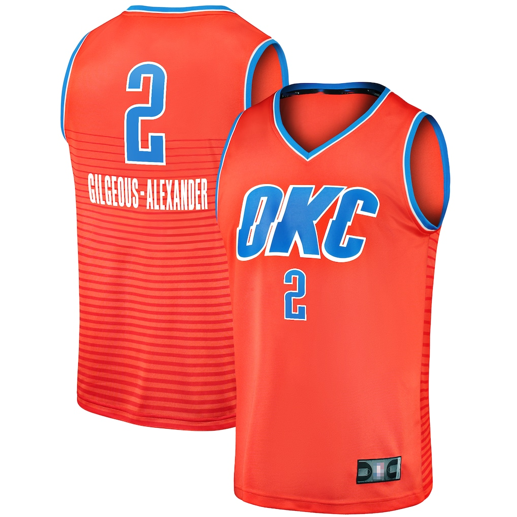 harde OC.Thunder #2 Shai Gilgeous-Alexander Orange Fast Break Player Stitched Jerseys - Statement Edition