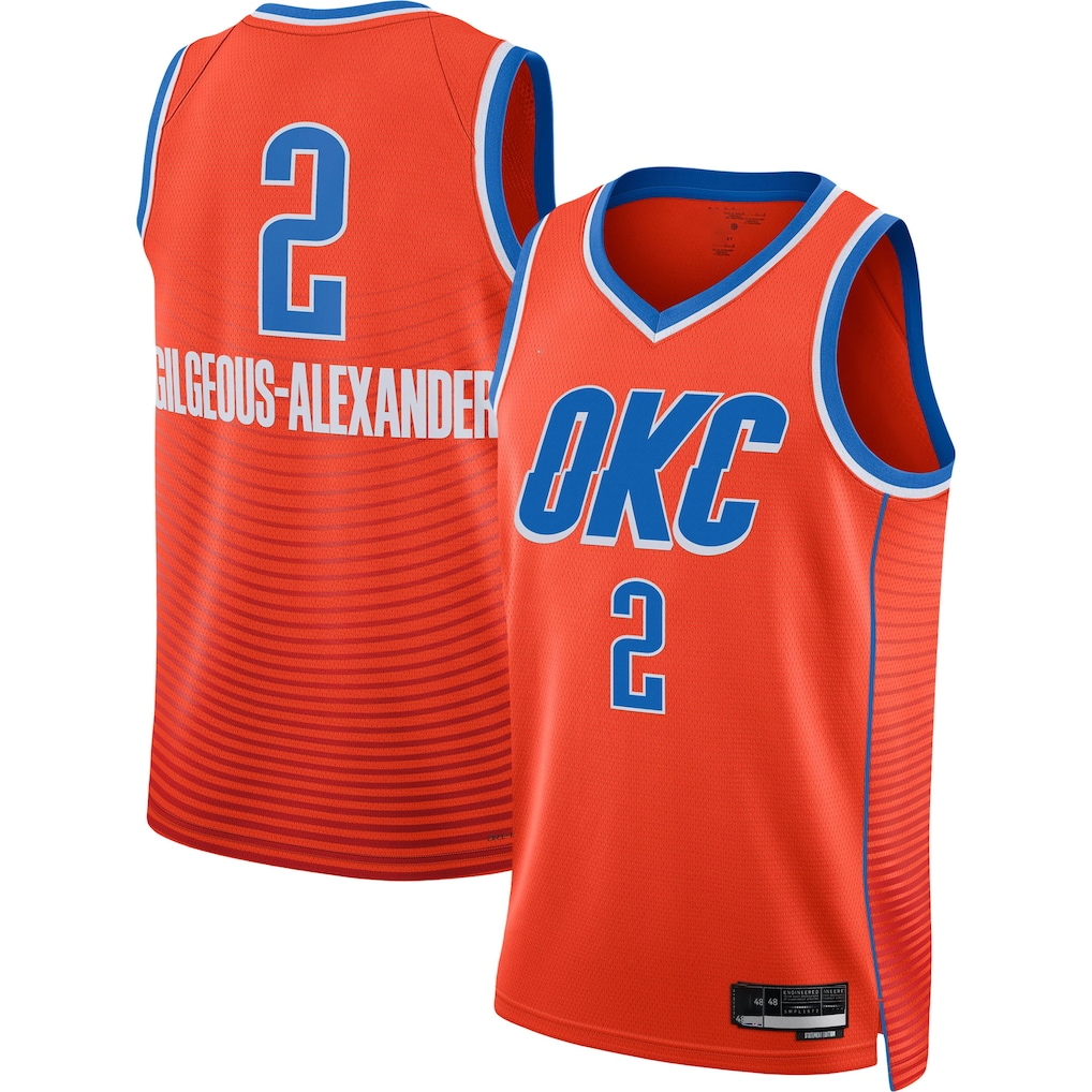 harde OC.Thunder #2 Shai Gilgeous-Alexander Orange Swingman Stitched Jerseys - Statement Edition