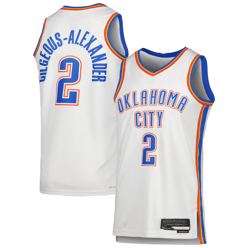 harde OC.Thunder #2 Shai Gilgeous-Alexander White Swingman Stitched Jerseys - Association Edition