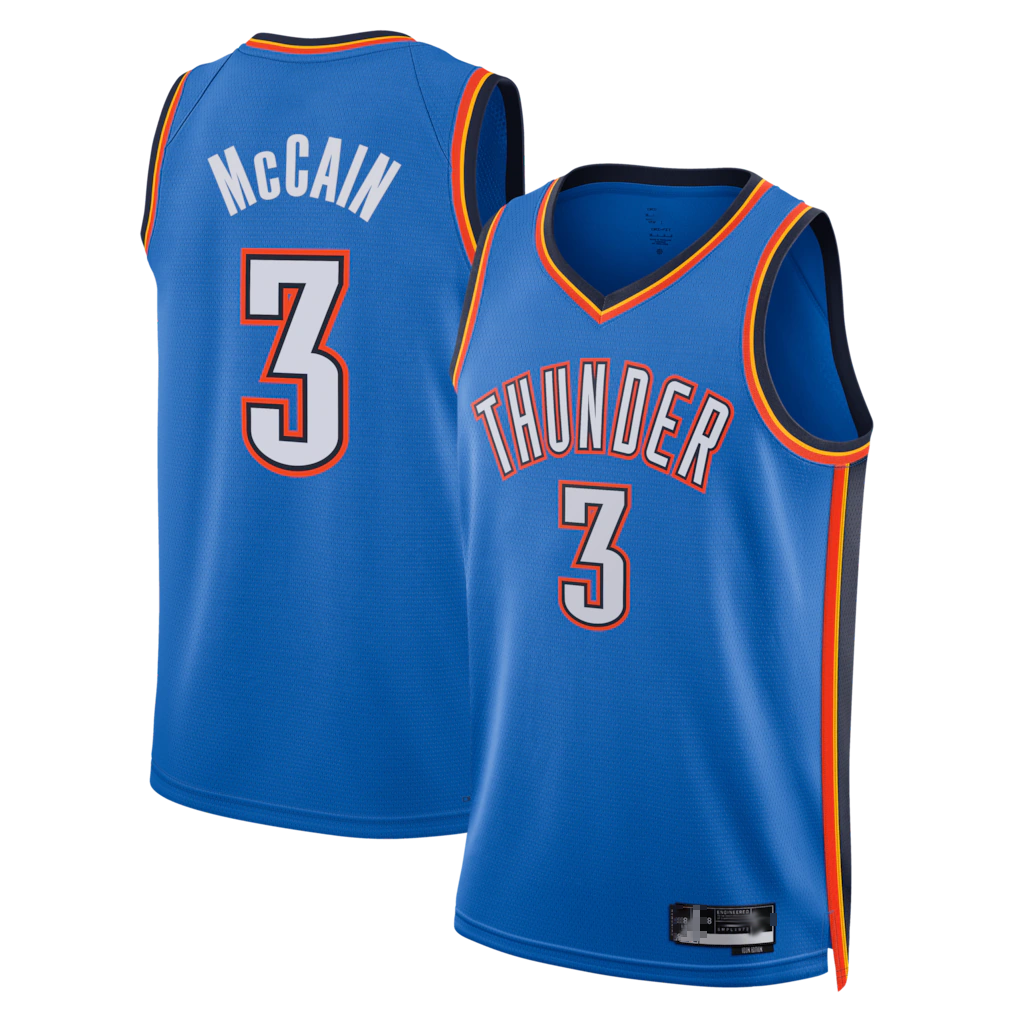 harde OC.Thunder #3 Jared McCain Blue Swingman Stitched Jerseys- Icon Edition