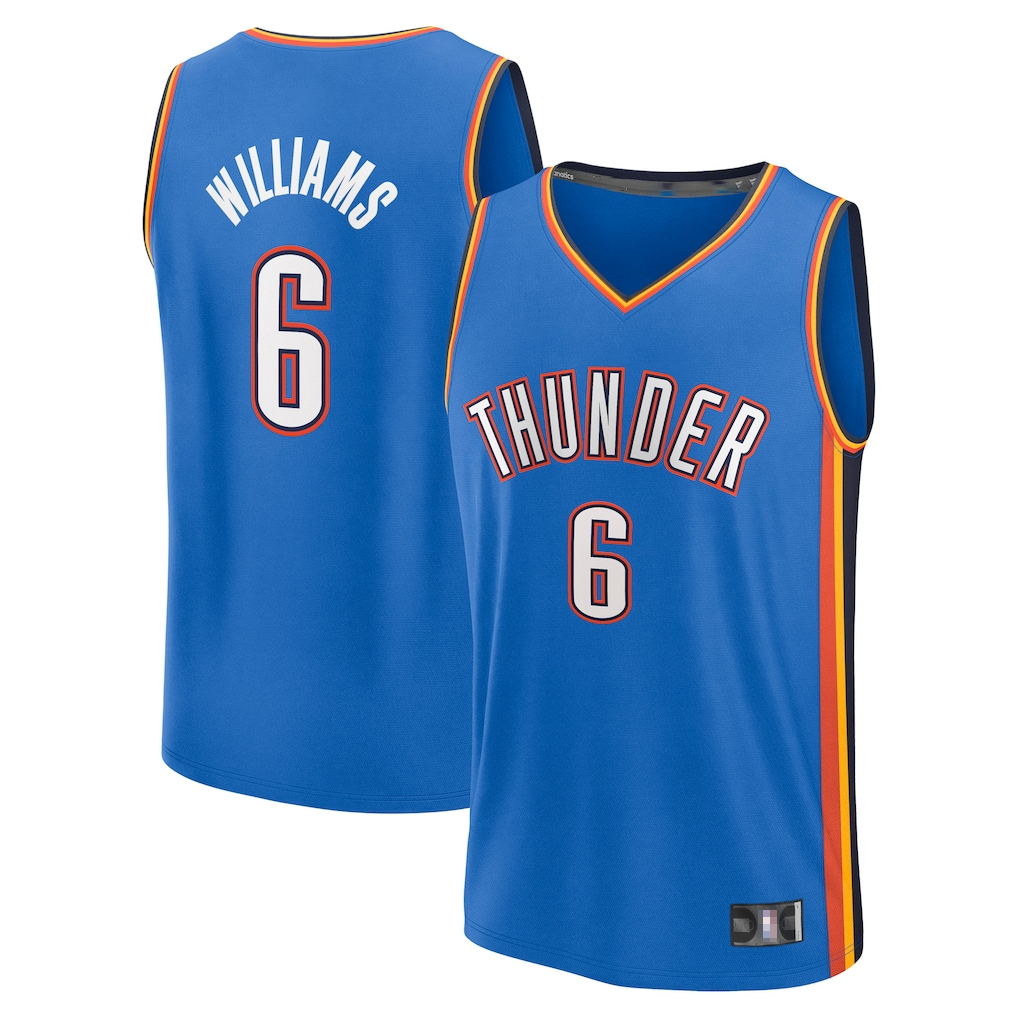 harde OC.Thunder #6 Jaylin Williams Blue Fast Break Replica Player Stitched Jerseys - Icon Edition