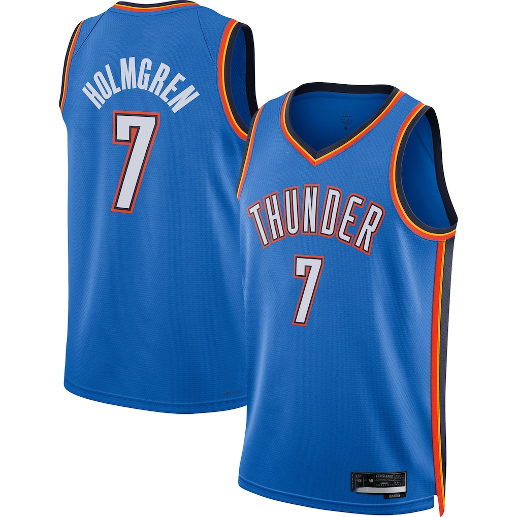 harde OC.Thunder #7 Chet Holmgren Blue 2022 Draft First Round Pick Player Swingman Stitched Jerseys - Icon Edition