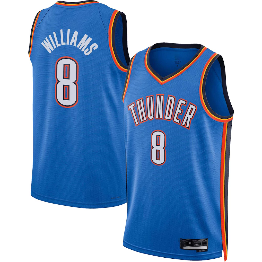 harde OC.Thunder #8 Jalen Williams Blue Swingman Stitched Jerseys - Icon Edition