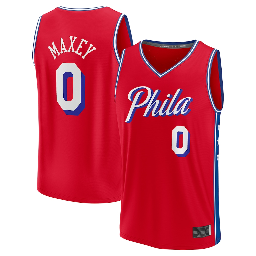 harde P.76ers #0 Tyrese Maxey Red Fast Break Replica Player Jerseys - Statement Edition