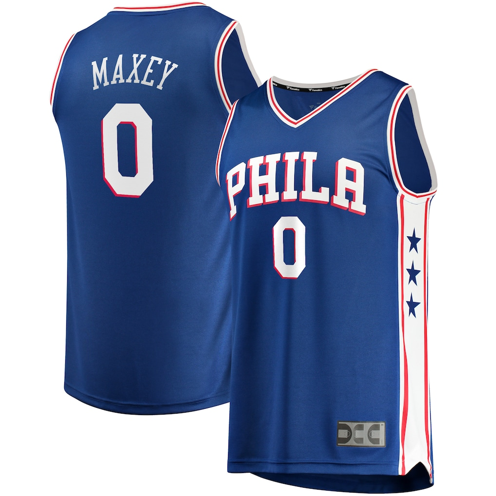 harde P.76ers #0 Tyrese Maxey  Royal Fast Break Replica Jerseys - Icon Edition