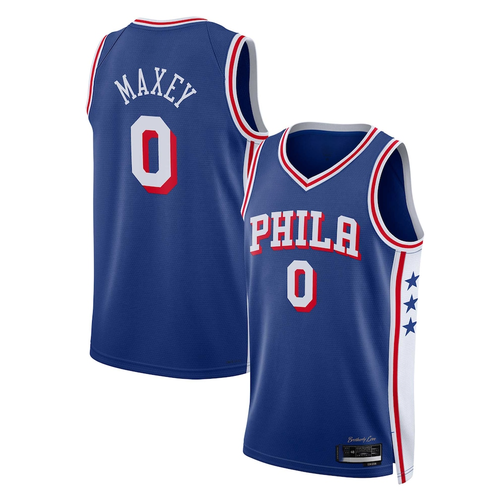 harde P.76ers #0 Tyrese Maxey Royal Swingman Jerseys - Icon Edition
