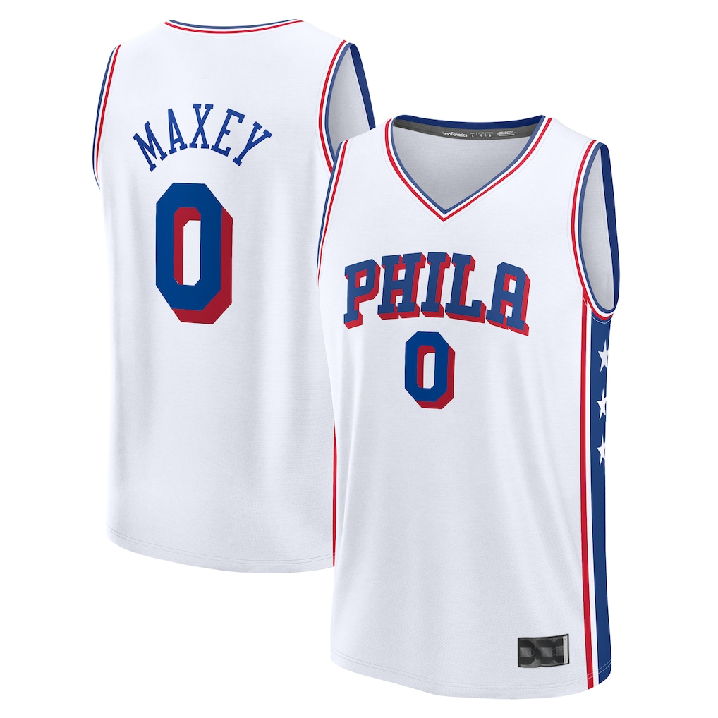 harde P.76ers #0 Tyrese Maxey White Fast Break Replica Player Jerseys - Association Edition