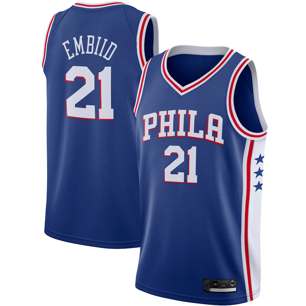 harde P.76ers #21 Joel Embiid Royal 2019-2020 Swingman Jerseys - Icon Edition