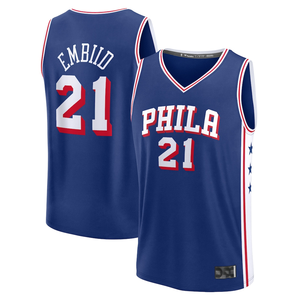 harde P.76ers #21 Joel Embiid  Royal Fast Break Replica Jerseys - Icon Edition