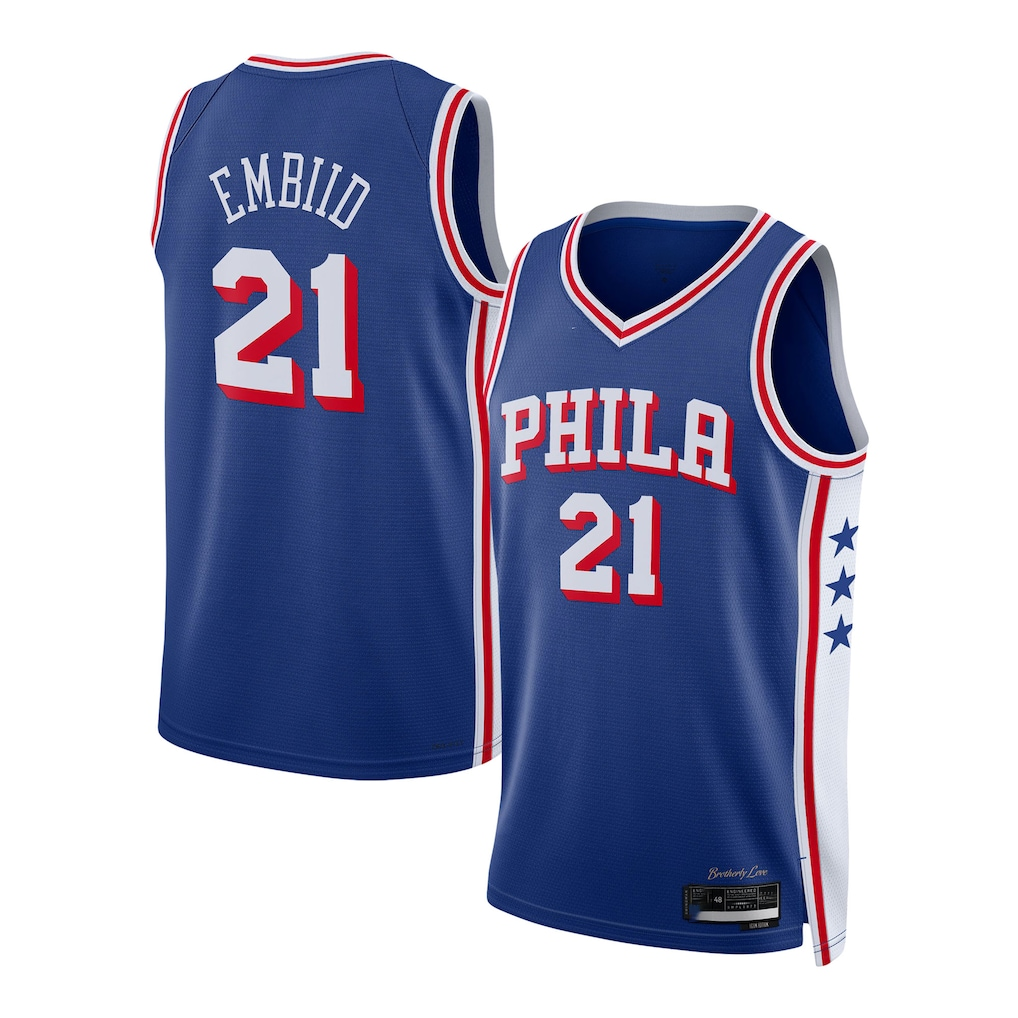harde P.76ers #21 Joel Embiid Royal Swingman Jerseys - Icon Edition