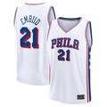 harde P.76ers #21 Joel Embiid White Fast Break Replica Player Jerseys - Association Edition