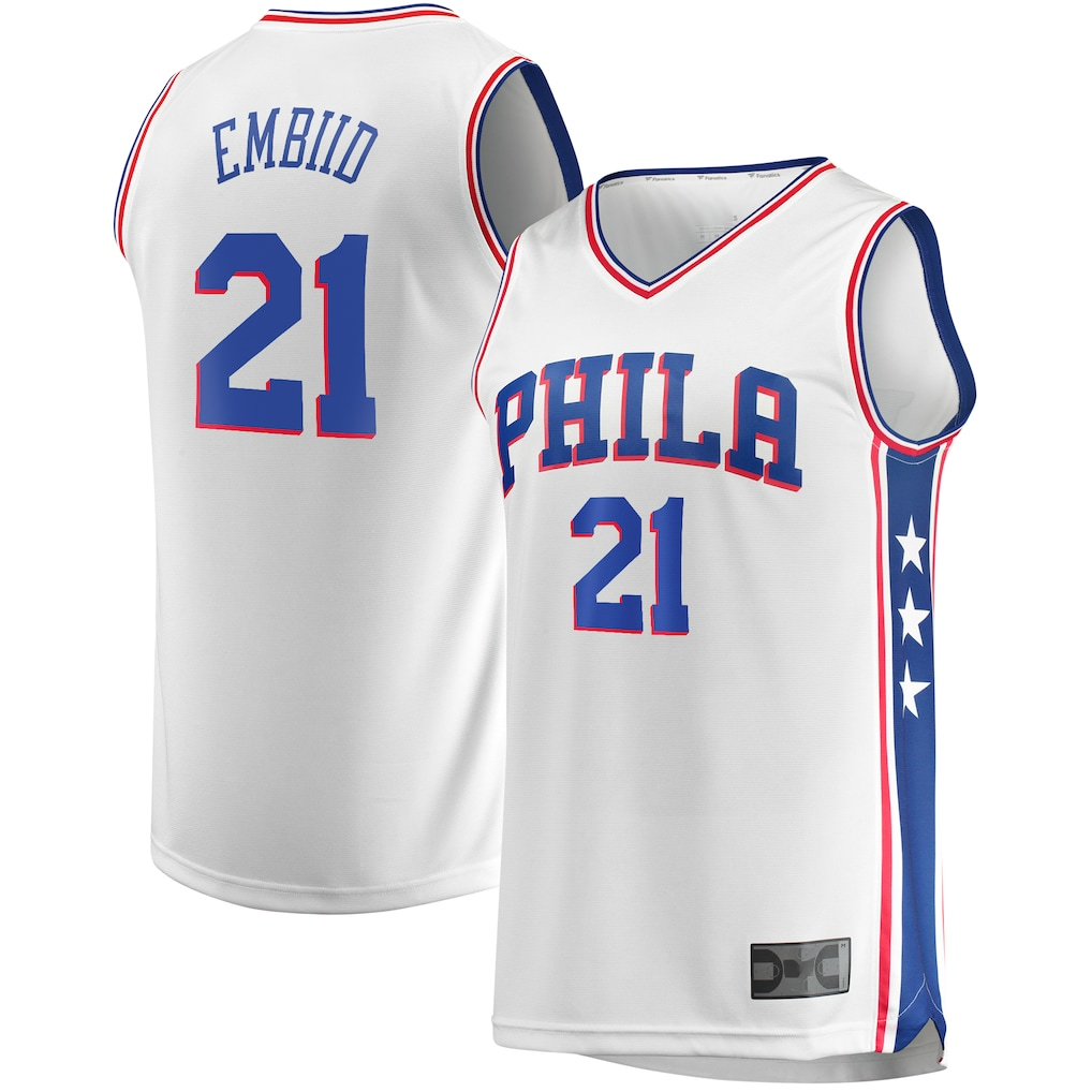 harde P.76ers #21 Joel Embiid White Replica Jerseys - Association Edition