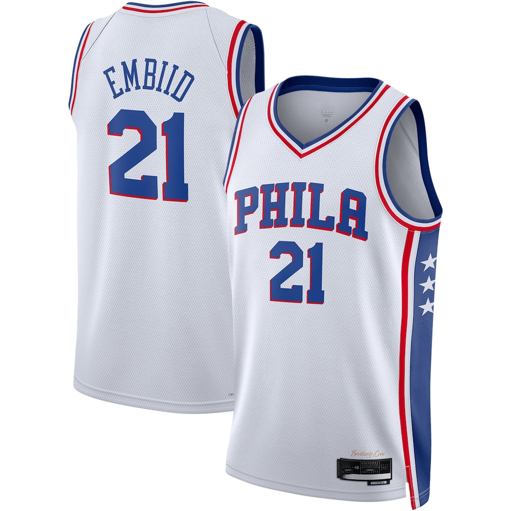 harde P.76ers #21 Joel Embiid White Swingman Jerseys - Association Edition