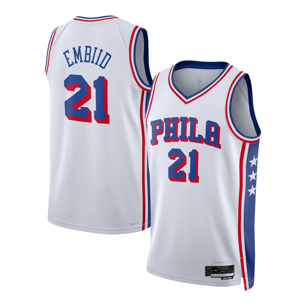 harde P.76ers #21 Joel Embiid White Swingman Jerseys - Association Edition