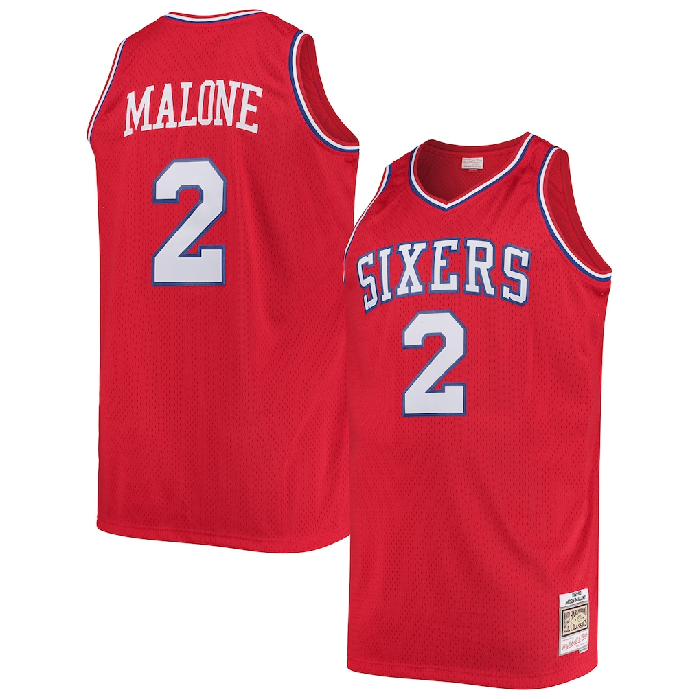 harde P.76ers #2 Moses Malone Mitchell & Ness Red 1982-83 Big & Tall Hardwood Classics Swingman Jerseys
