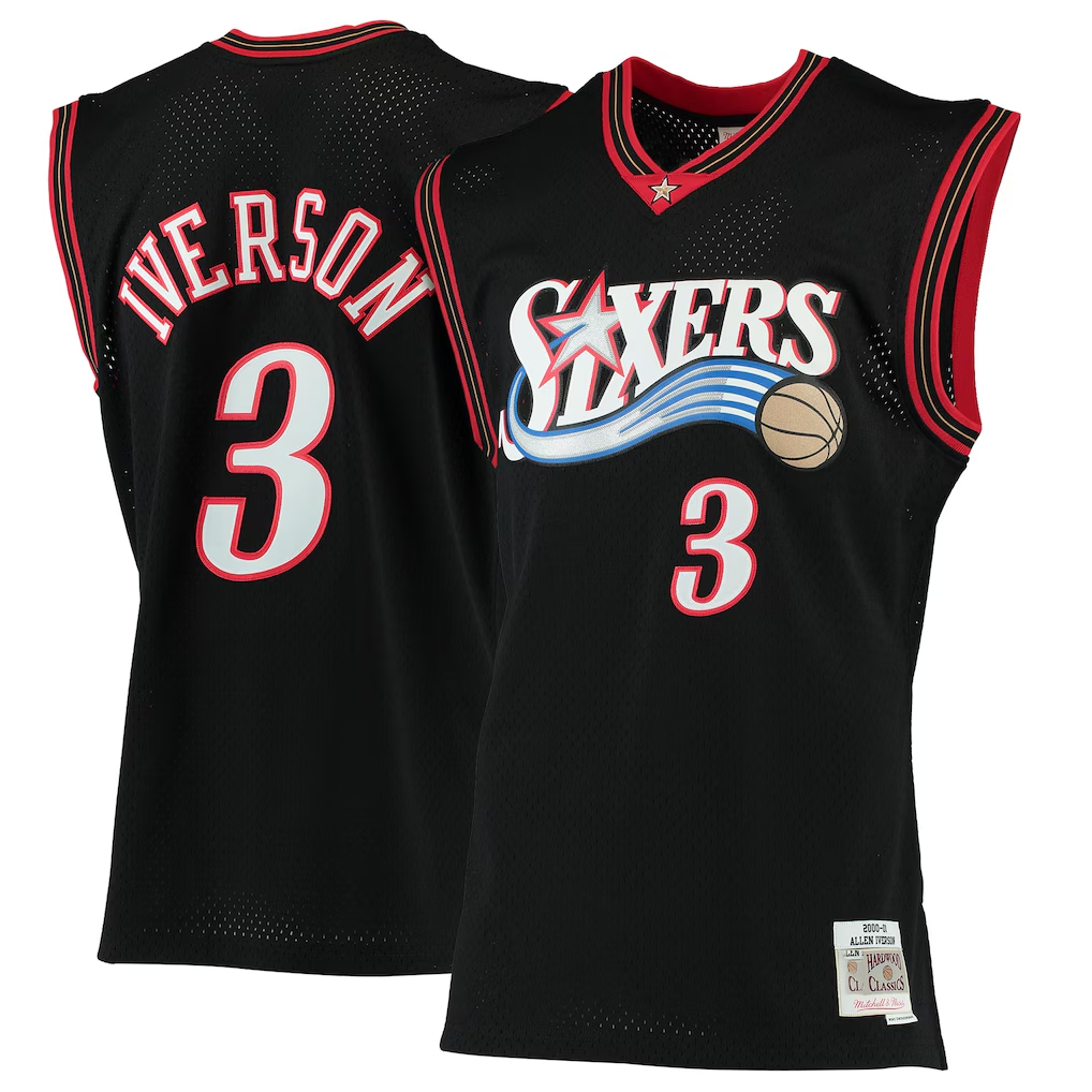 harde P.76ers #3 Allen Iverson Mitchell & Ness Black 2000-01 Hardwood Classics Swingman Jerseys