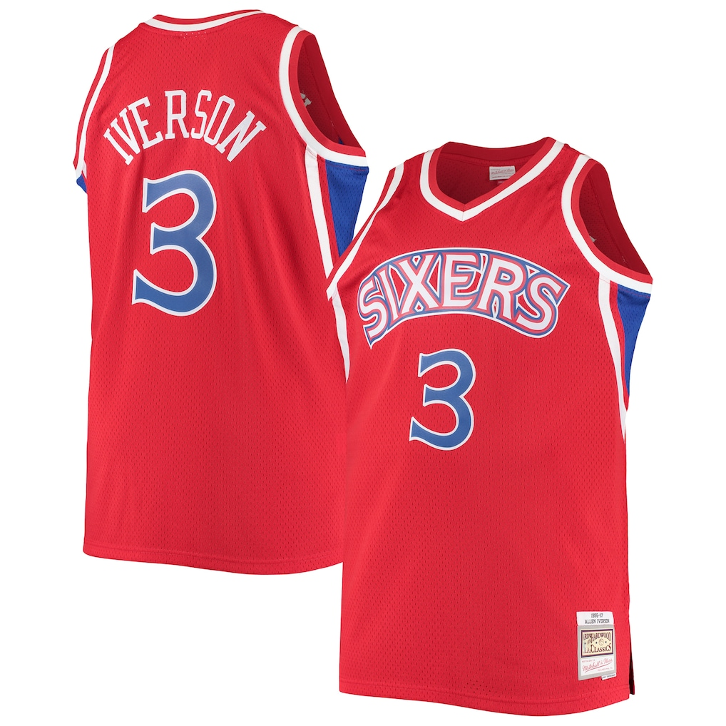 harde P.76ers #3 Allen Iverson Mitchell & Ness Red 1996-97 Big & Tall Hardwood Classics Swingman Jerseys