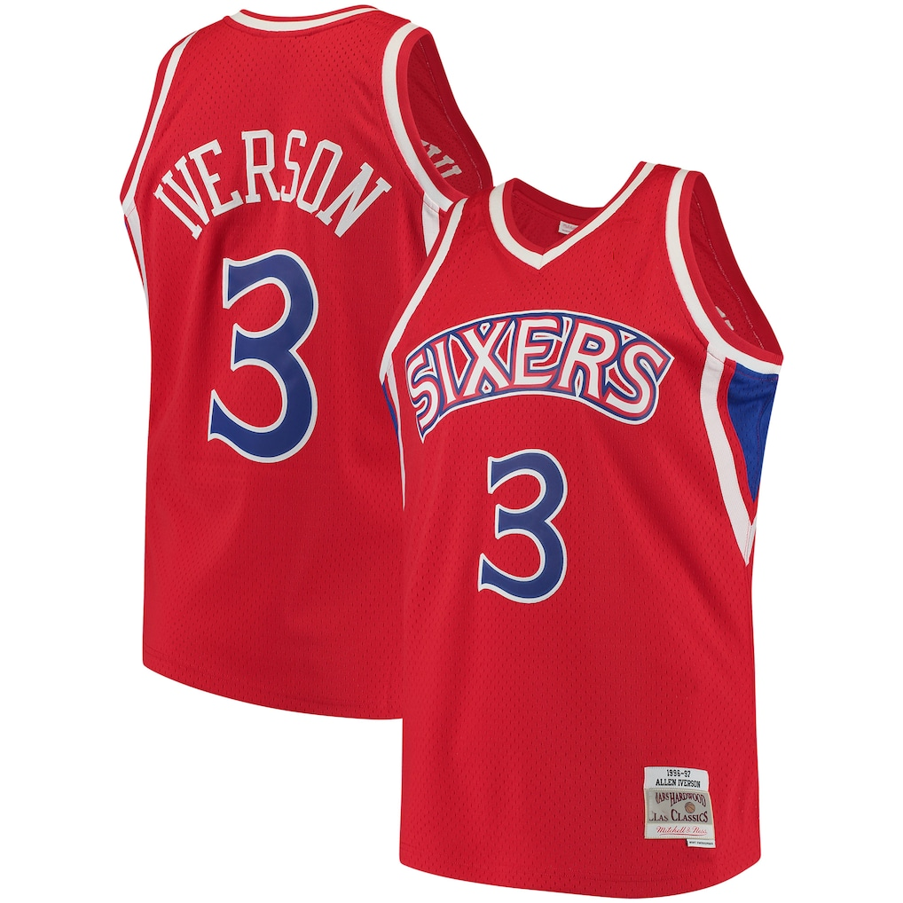 harde P.76ers #3 Allen Iverson Mitchell & Ness Red 1996-97 Hardwood Classics Swingman Jerseys
