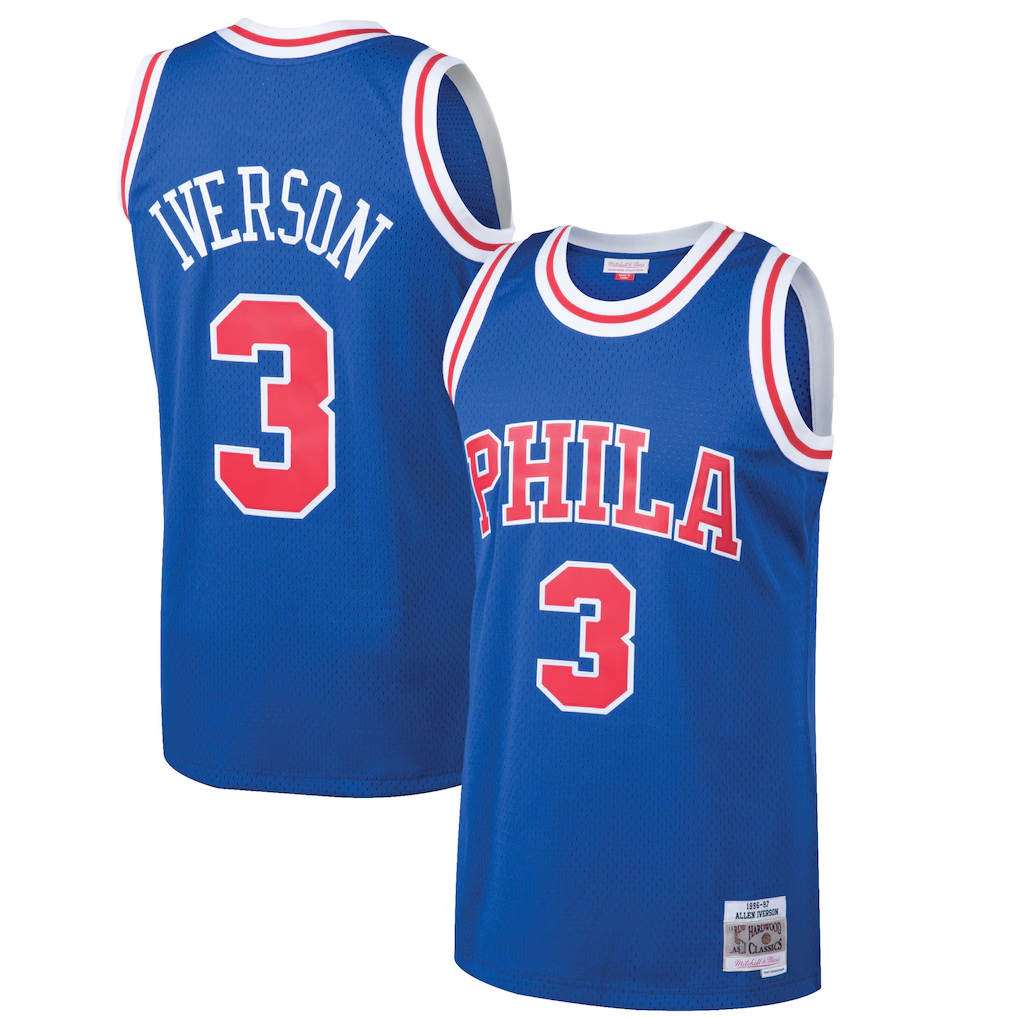 harde P.76ers #3 Allen Iverson Mitchell & Ness Royal 199697 Hardwood Classics Swingman Jerseys