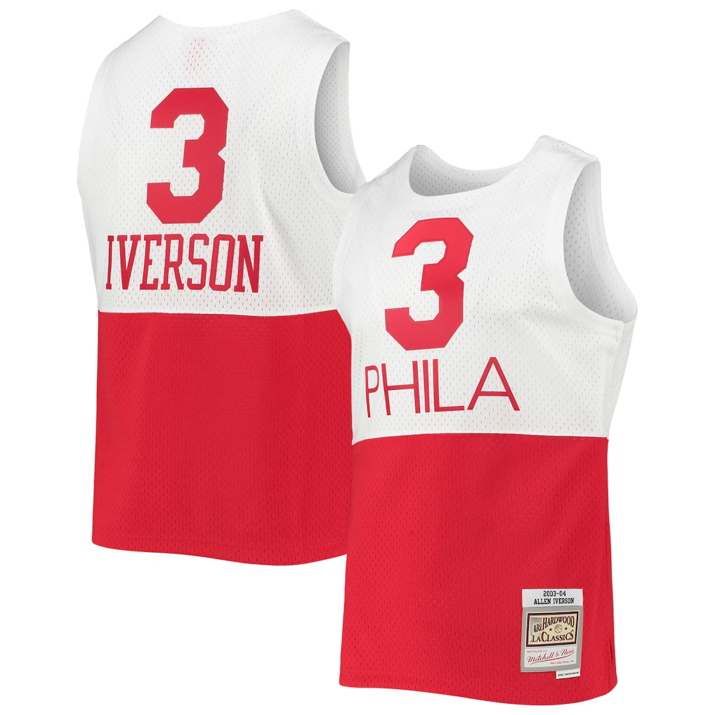 harde P.76ers #3 Allen Iverson Mitchell & Ness White 2003-2004 Hardwood Classics Swingman Jerseys
