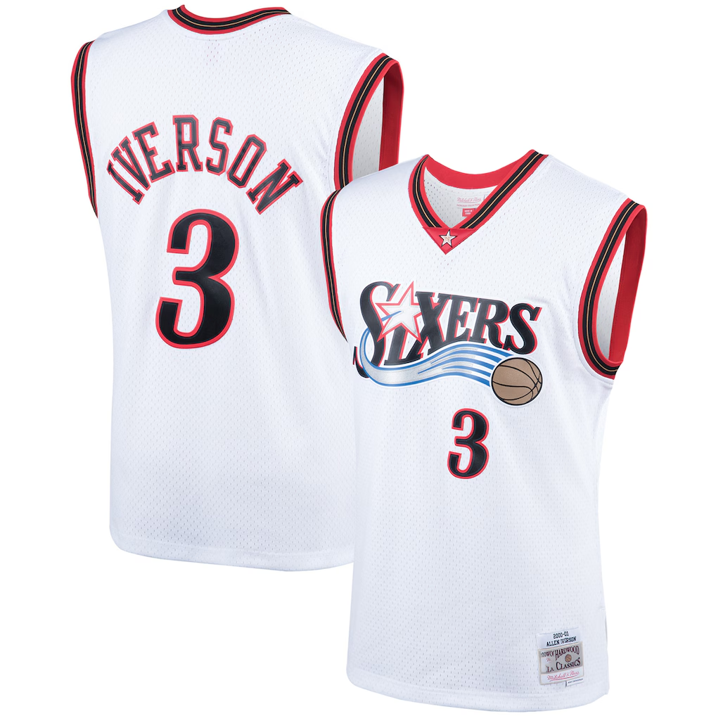 harde P.76ers #3 Allen Iverson Mitchell & Ness White Hardwood Classics Swingman Jerseys