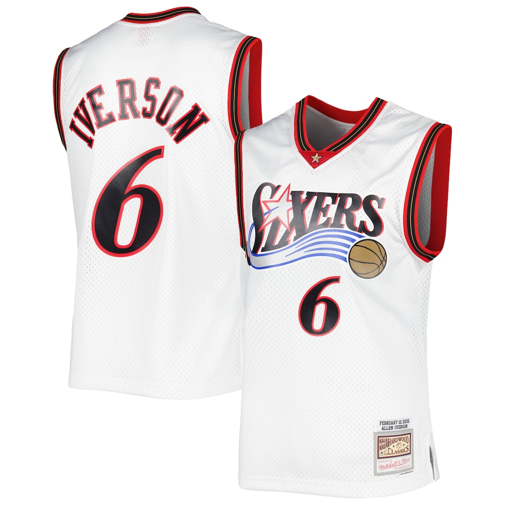 harde P.76ers #6 Allen Iverson Mitchell & Ness White 2002-03 Hardwood Classics Swingman Jerseys